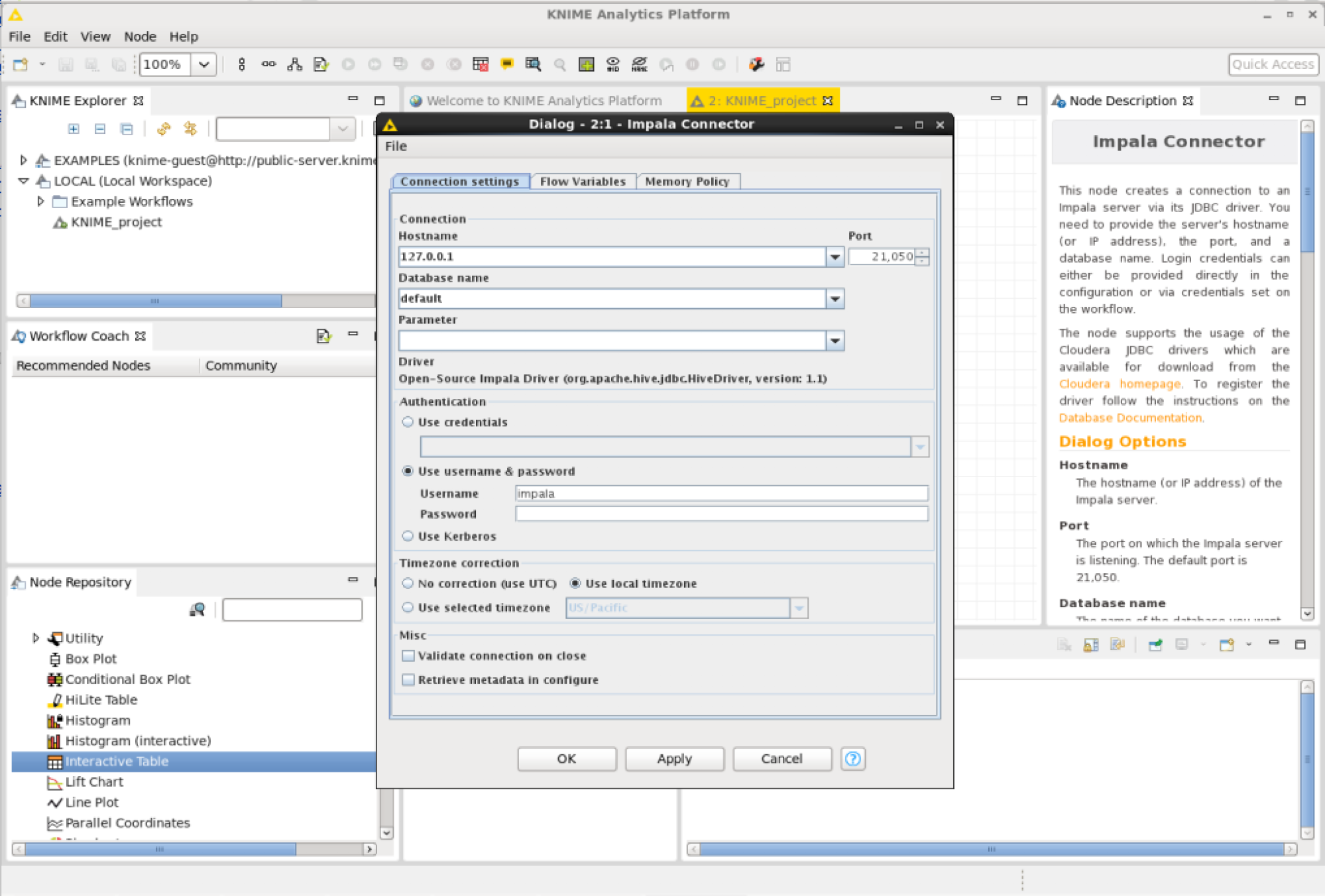 KNIME Database Connection